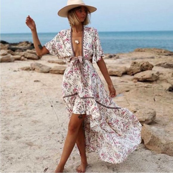 #79 Sale! New Boho Summer Floral Maisie Bambi Beach Dress - Picture 3 of 13